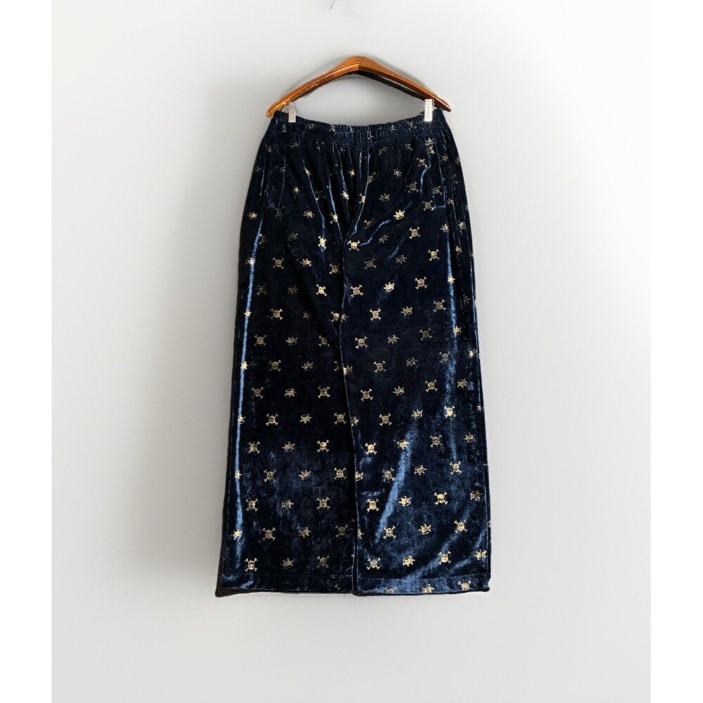 Godbody Track Pants Mens XL Velour Baggy Vintage Y2K Wide Leg Skulls